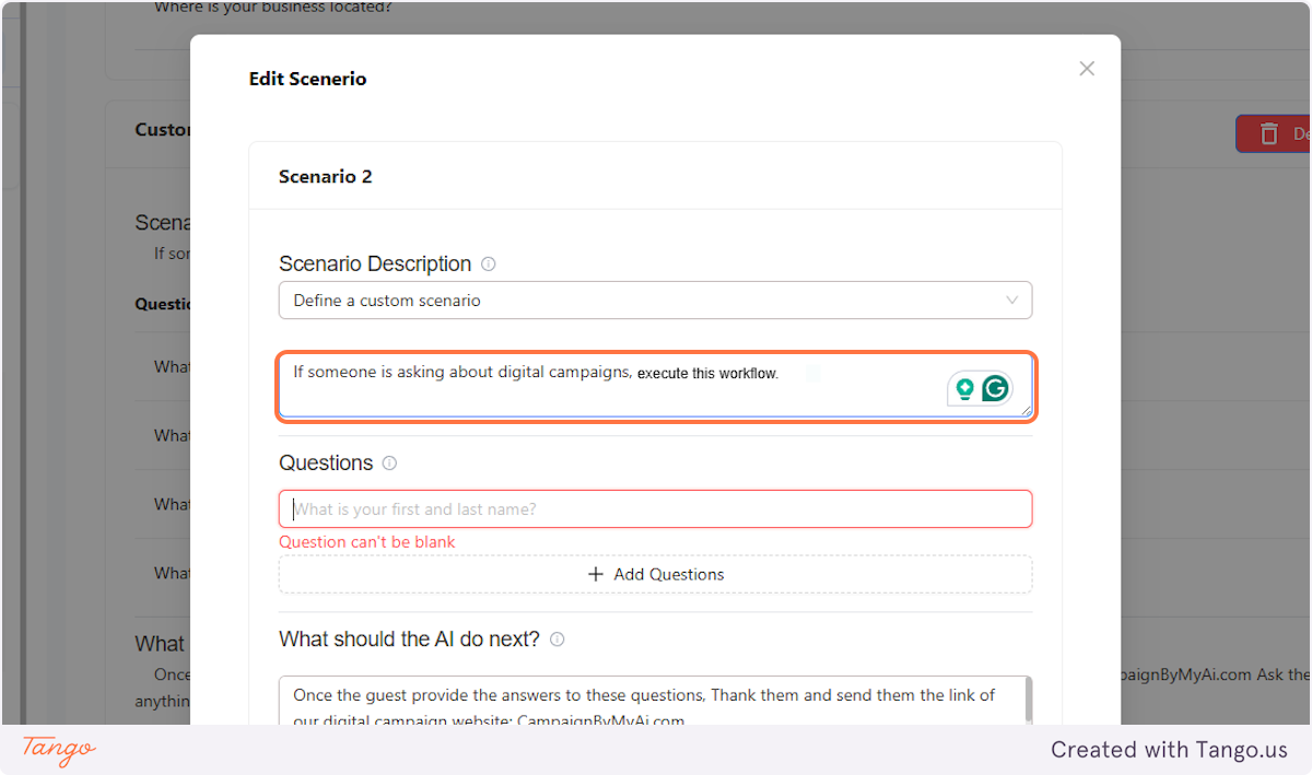 Specify when you want the AI to ask qualifying questions.