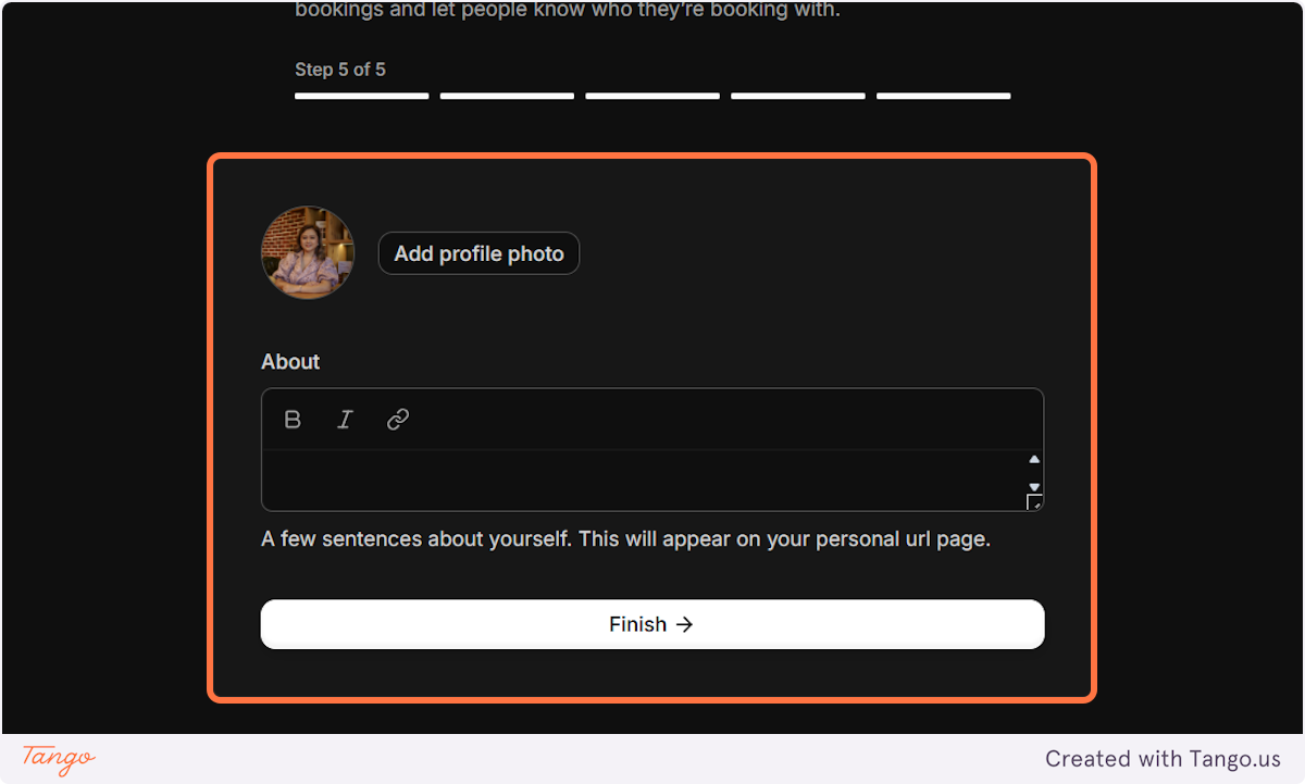 Add a profile photo and description