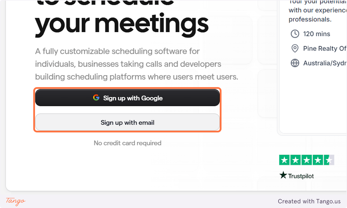 Sign up to the system