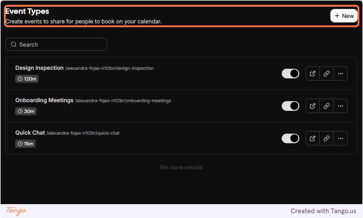 Create Event Types that you cater