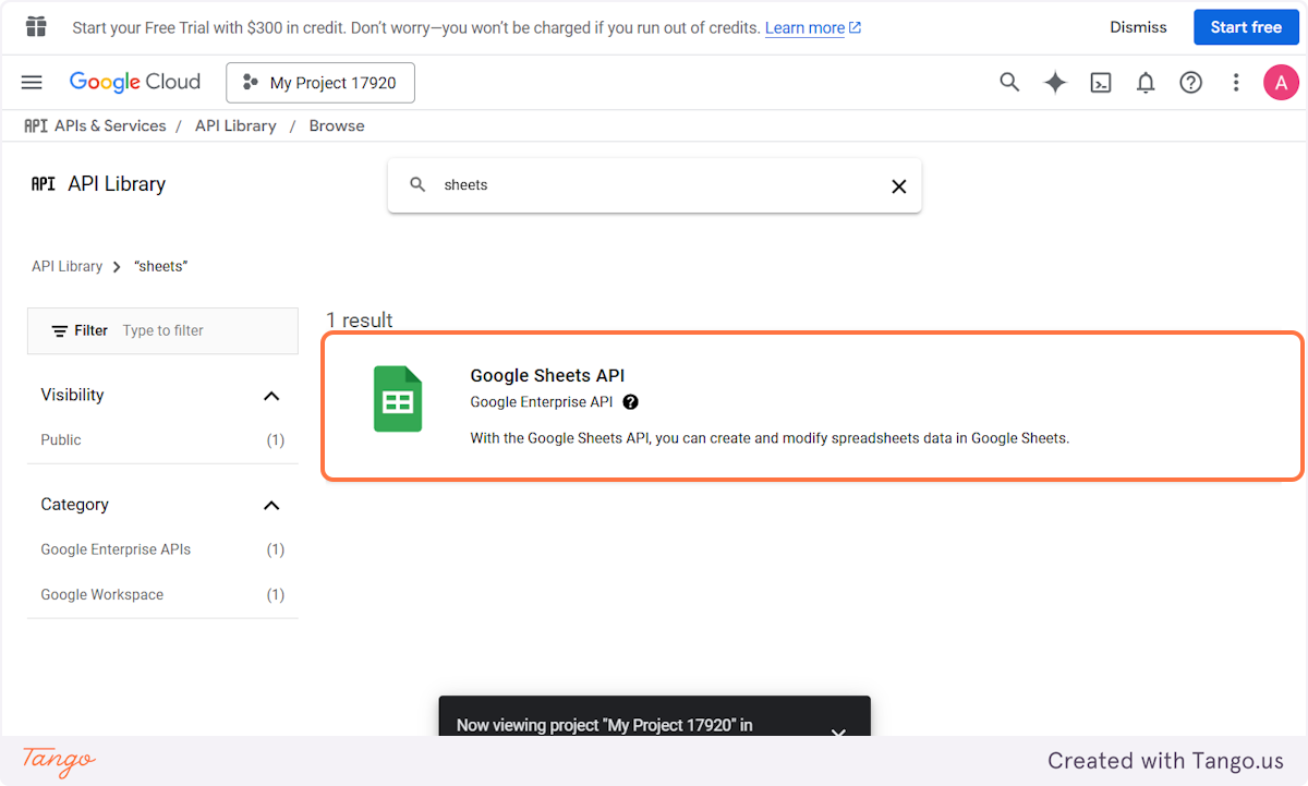 Choose Google Sheets