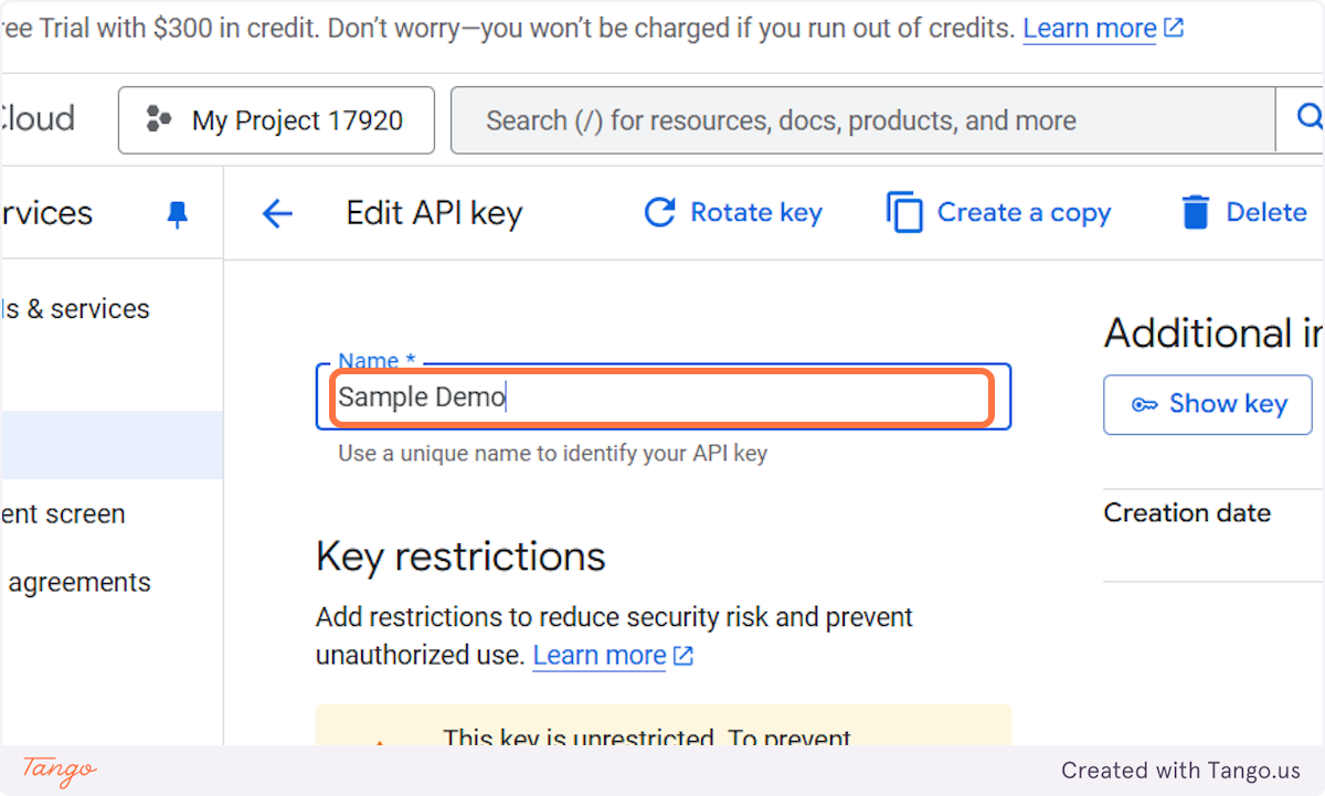Edit the Name to your desired name