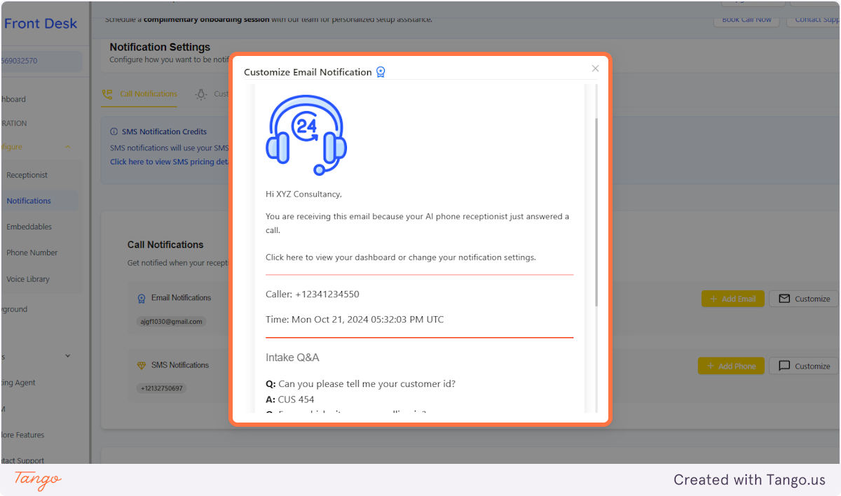 Check the sample email