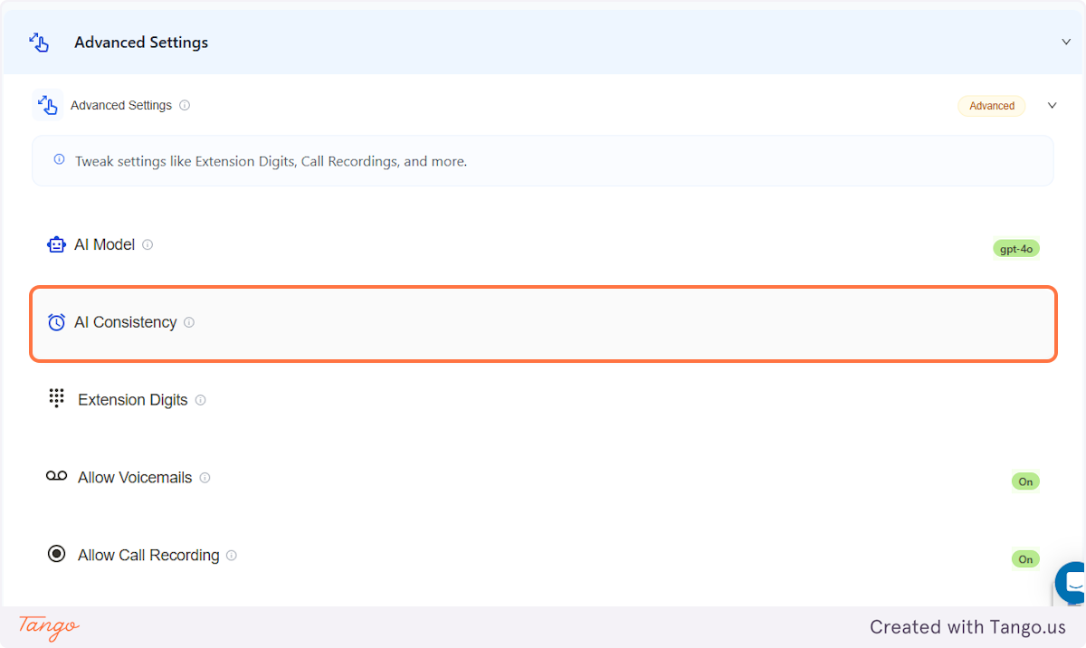 Click on AI Consistency