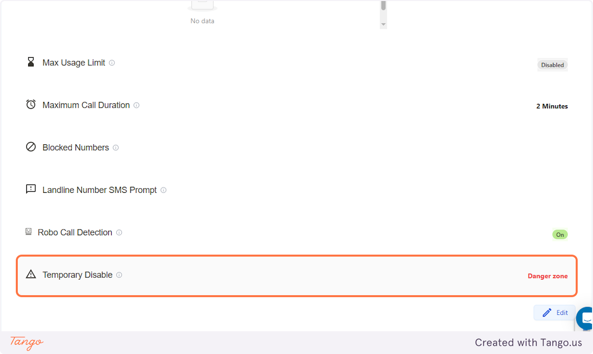 At the very bottom, you'll see the Temporary Disable option.