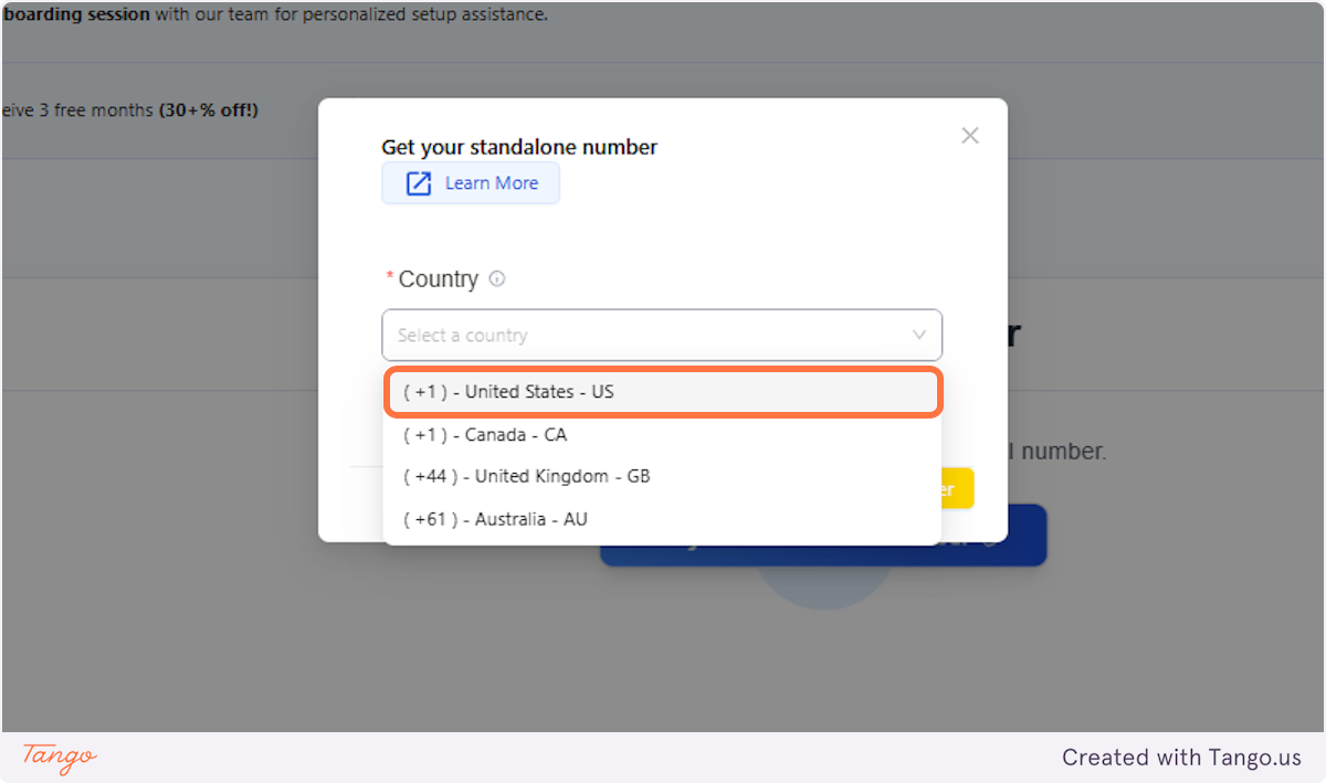 Click on ( +1 ) - United States - US