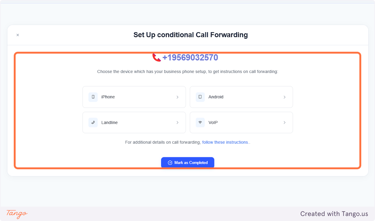 Click on Set Up Conditional Call Forwarding