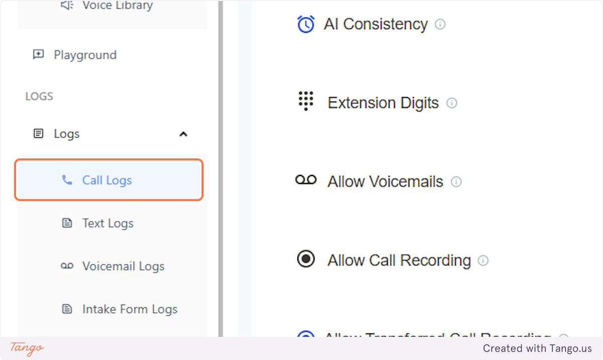 Just click on Call Logs.
