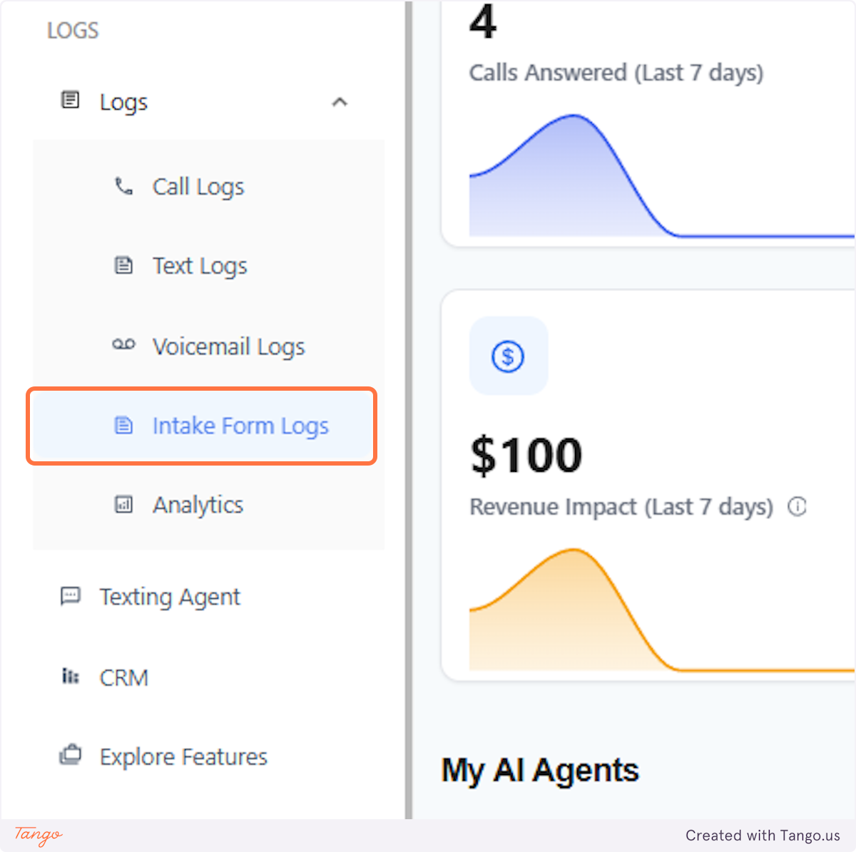 Click on Intake Form Logs