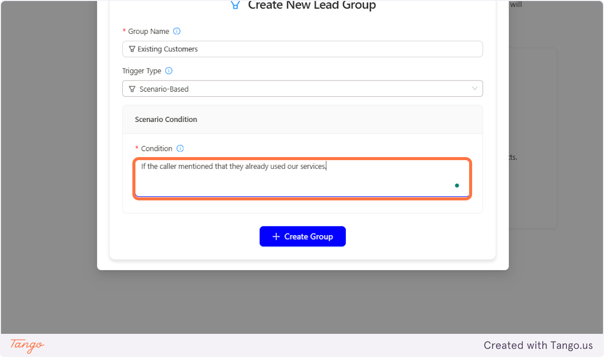 Setting up the Scenario Condition