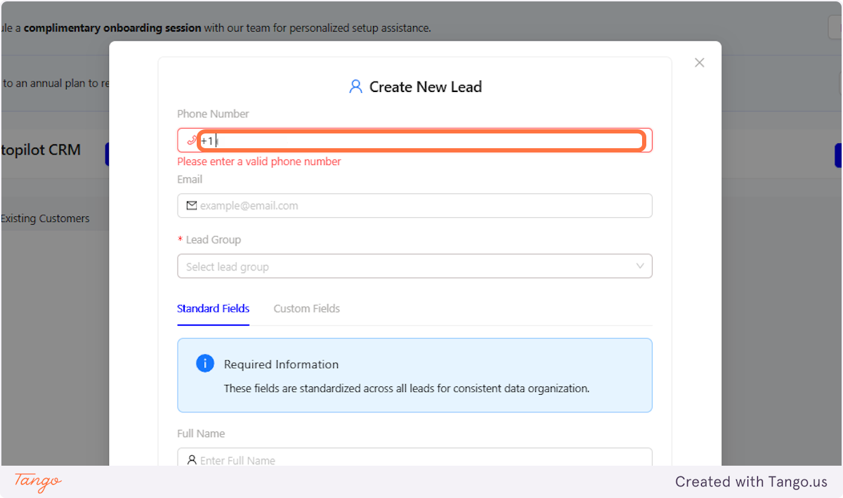 Add the Number of the Lead