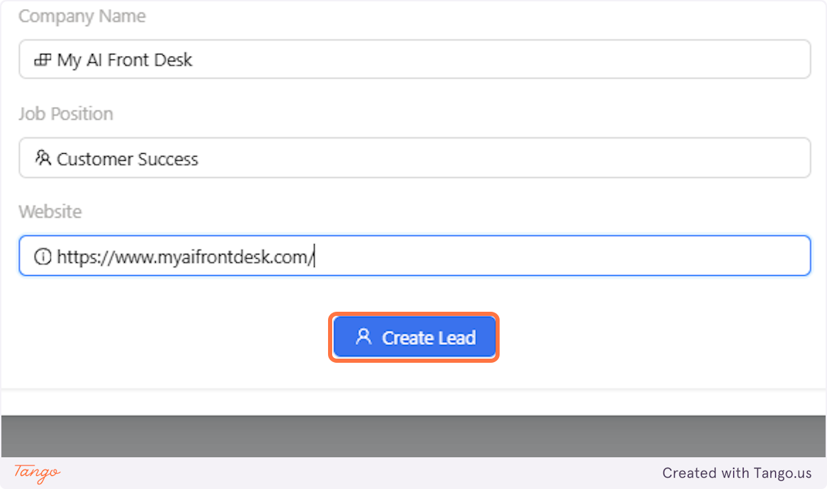 Click on Create Lead