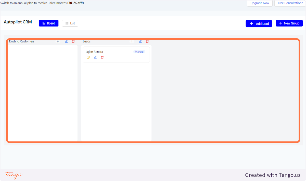 Confirmation Screen After Creating Lead Groups and Manual Leads
