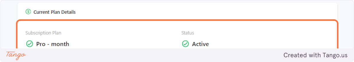Current Plan Details