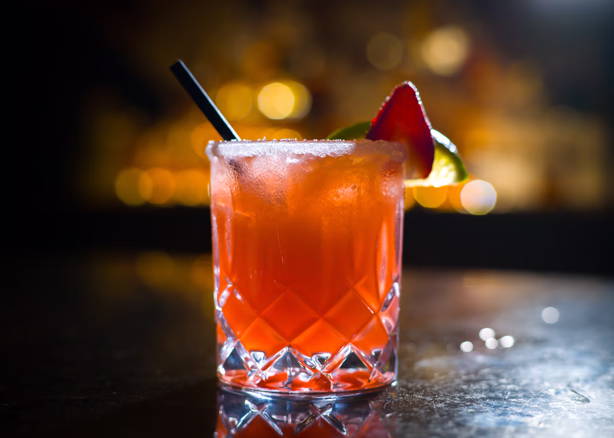 A picture of a strawberry cocktail. 