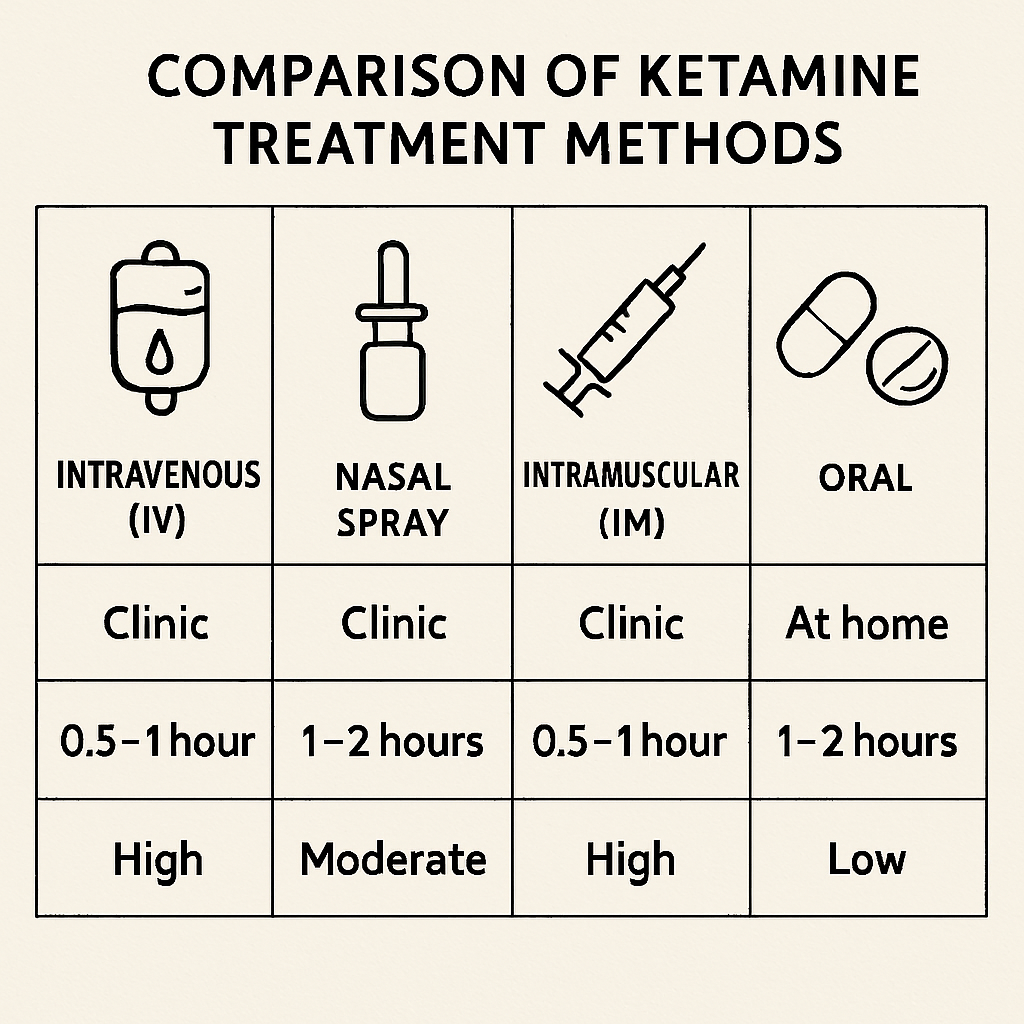Comparison of different ketamine treatment methods