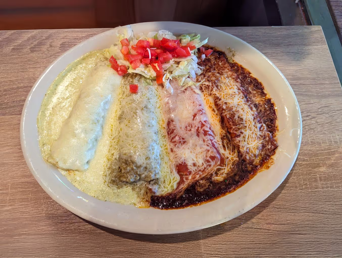 A Mexican dish served on a white plate.