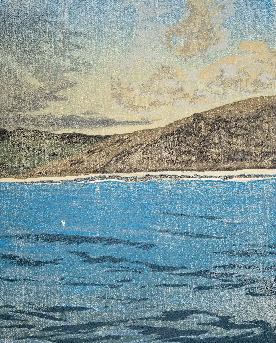 Warren Cooke, Land & sea #37, 2019 reduction woodcut, 56 x 45 cm, edition 20