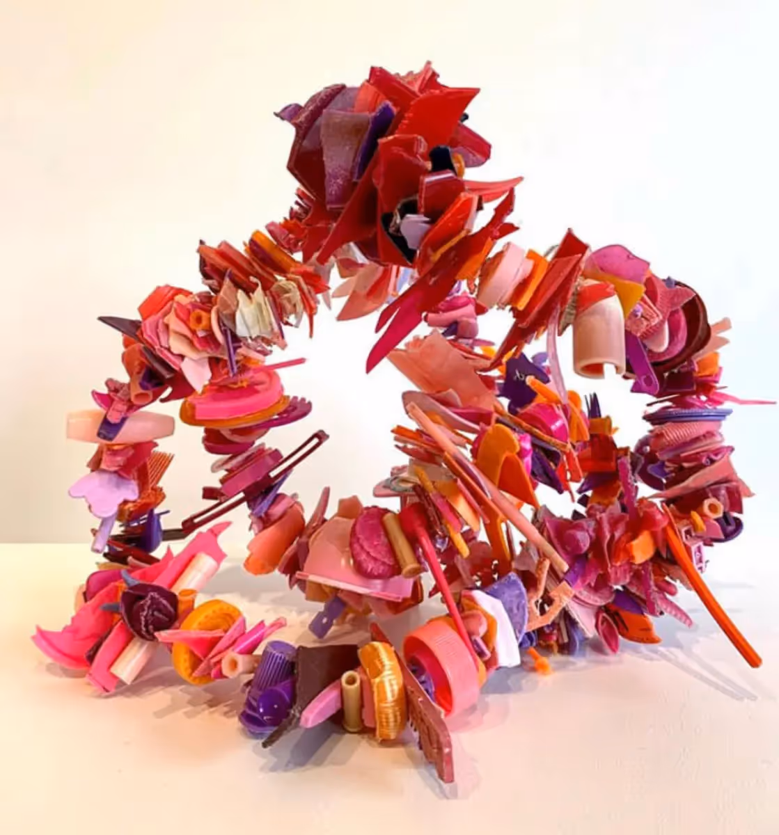 Rox De Luca, Pink crimson bundle, 2020, found plastics & wire, 30 x 26 xx20 cm (variable)