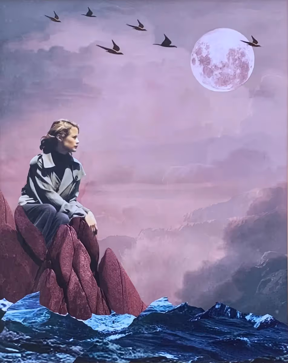 Rachel Derum, Whatever you love you are, 2020, paper collage, 51 x 41 cm