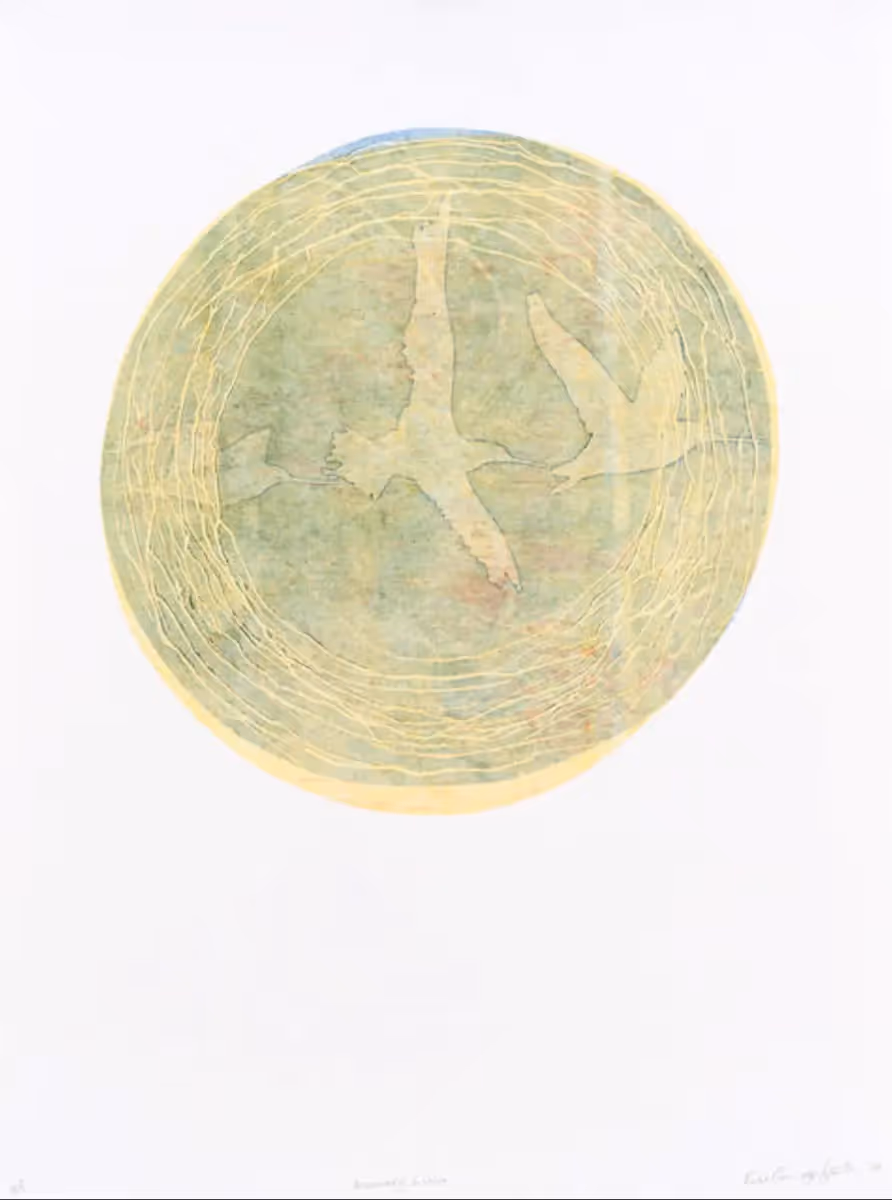 Kate Gorringe-Smith, Memory lines, 2014, woodblock stencilled monoprint, 76 x 56 cm, unique state