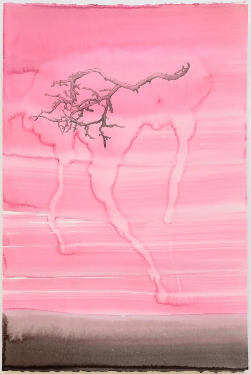 From the cliff, 2018, Chinese & pigmented ink on Arches paper, 57 x 38 cm