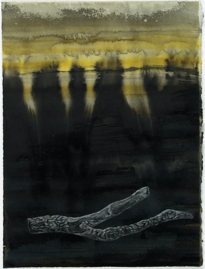 Over the horizon, 2021, pencil and pigmented ink on Arches paper, 38.5 x 28.5 cm