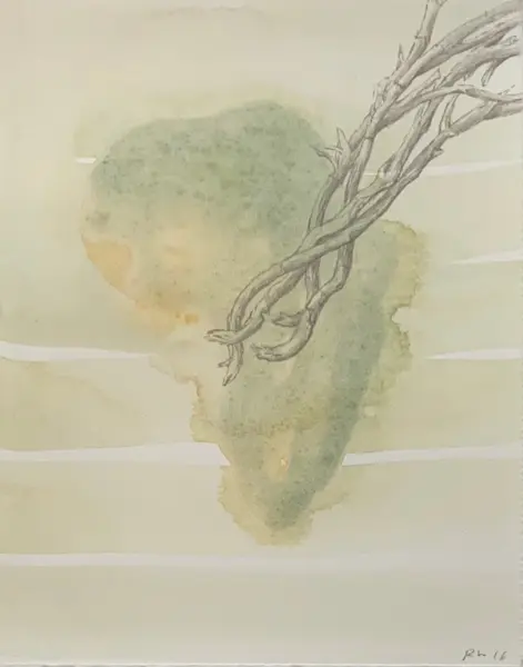 Indented head, 2016, Chinese ink & watercolour on Arches paper, 16 x 12.5 cm