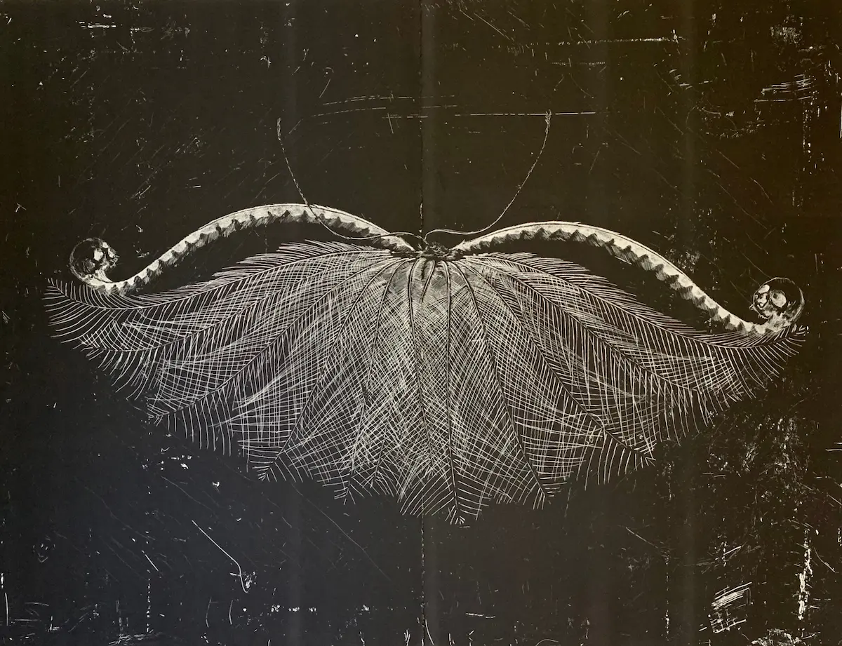 Martin King, Study for provocateur #1, 2014, relief etching, 57 x 97 cm, edition 20   Courtesy the artist and Australian Galleries