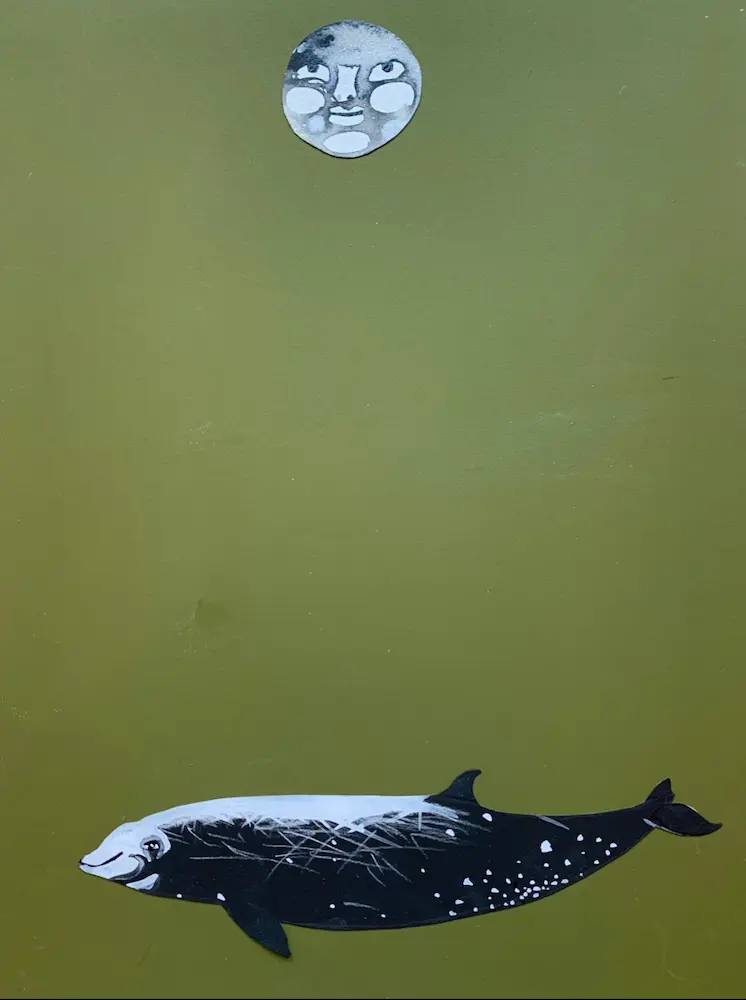 Tai Snaith, Cuvier's beaked whale, 2020, gouache & ink on paper, 45 x 35 cm