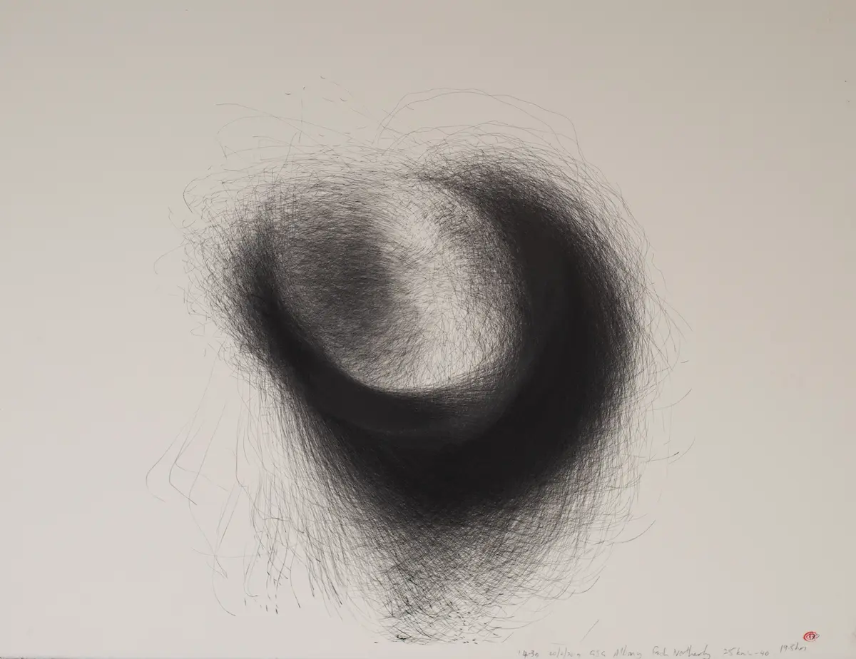 GSG Albany fresh northerly, 20/2/19 19.5 hrs, 2019, wind drawing, pigment ink on watercolour paper, 57.5 x 74 cm