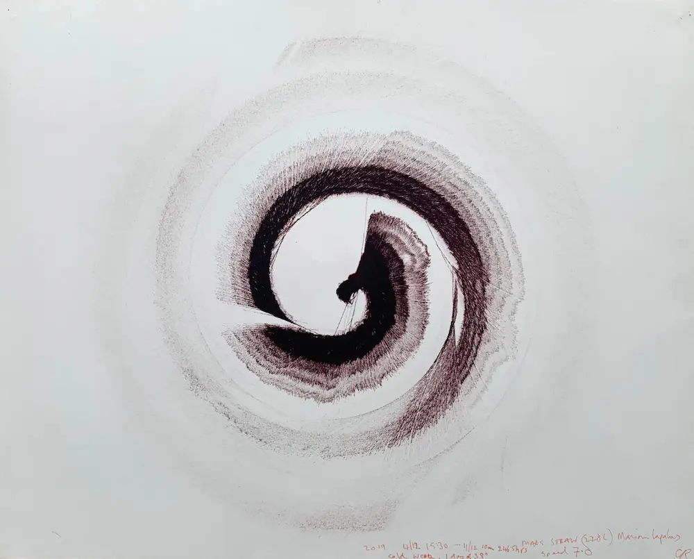 Mars Straw (228L) Maison Lapalus, cold week, 1 day of 38°, 2019, Nikko ink on watercolour paper, 43 x 53.5 cm