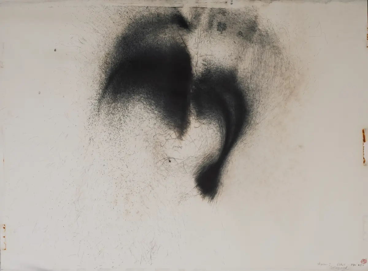 Storm; 60 hrs Collingwood, 2017, wind drawing, pigment ink on watercolour paper, 55.5 x 74.5 cm