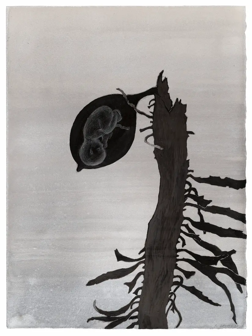 What lies beneath IV, 2024, pencil and ink on paper, image size: 38 x 28.5 cm (framed)