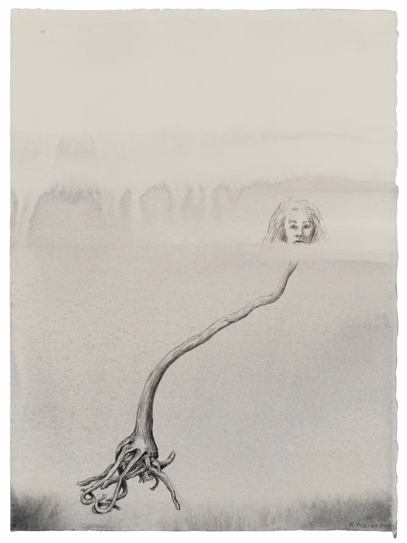 What lies beneath V, 2024, ink on paper, image size: 38 x 28.5 cm (framed)