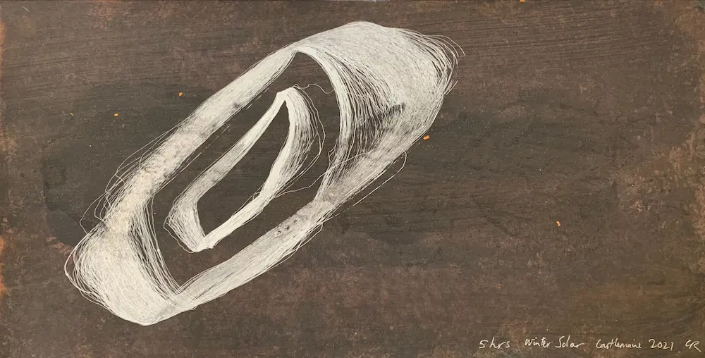 Winter solar Castlemaine, 5hrs, 2021, hand-painted watercolour paper & metallic ink, 23 x 44.5 cm, unframed