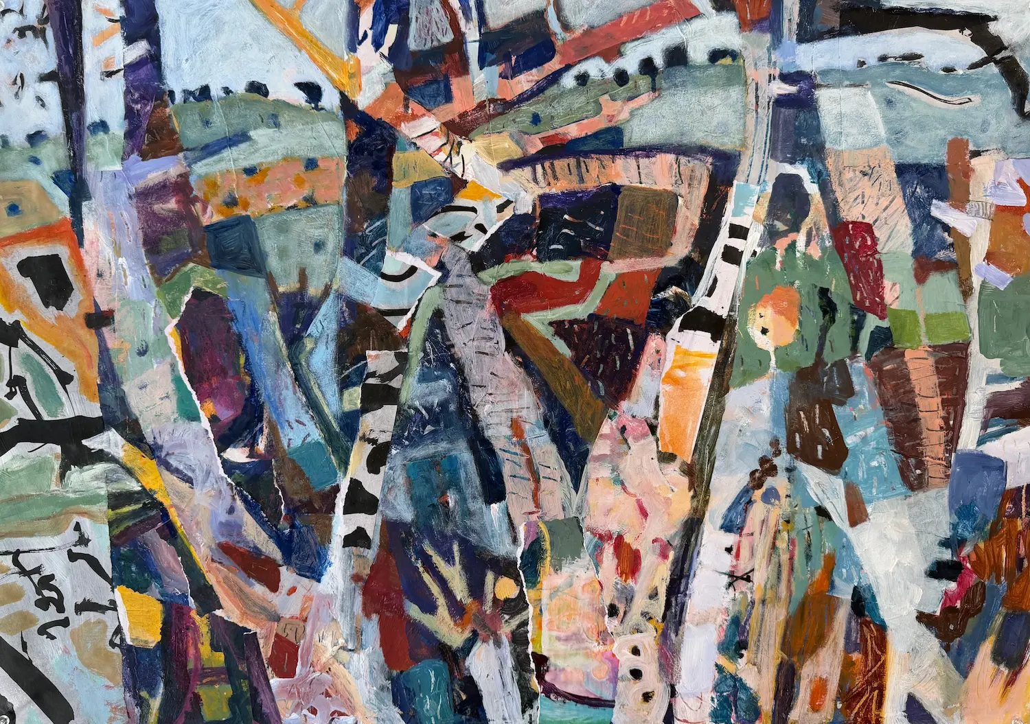 Jill Anderson, Trees in the landscape, 2025, Road to Broken Hill, acrylic on paper, 59 x 83.5 cm Sold