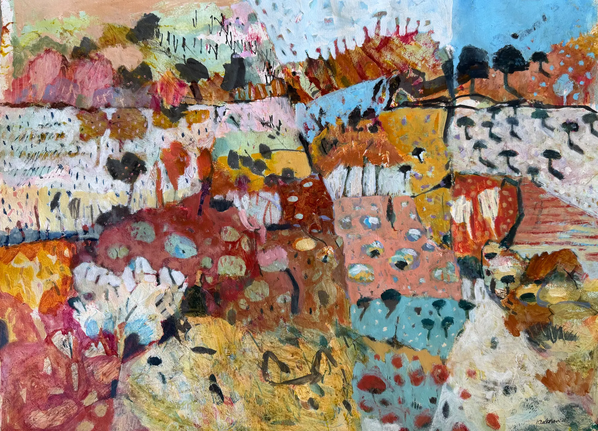 Jill Anderson, Desert landscape, 2025, acrylic on paper, 56 x 76 cm, $850 unframed