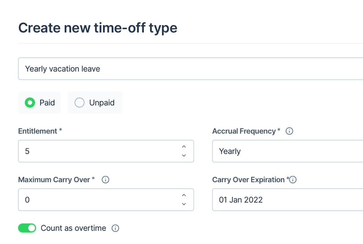 Employee Management - Custom time-off policies (No pricing)