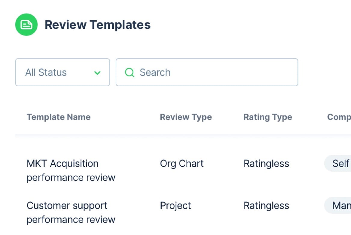 Performance Management - Built-in Review Templates
