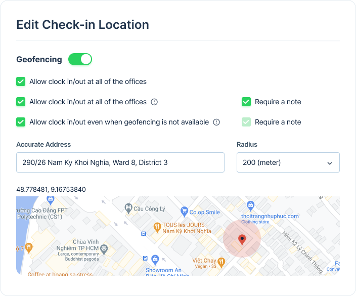 Time Attendance - Geofencing