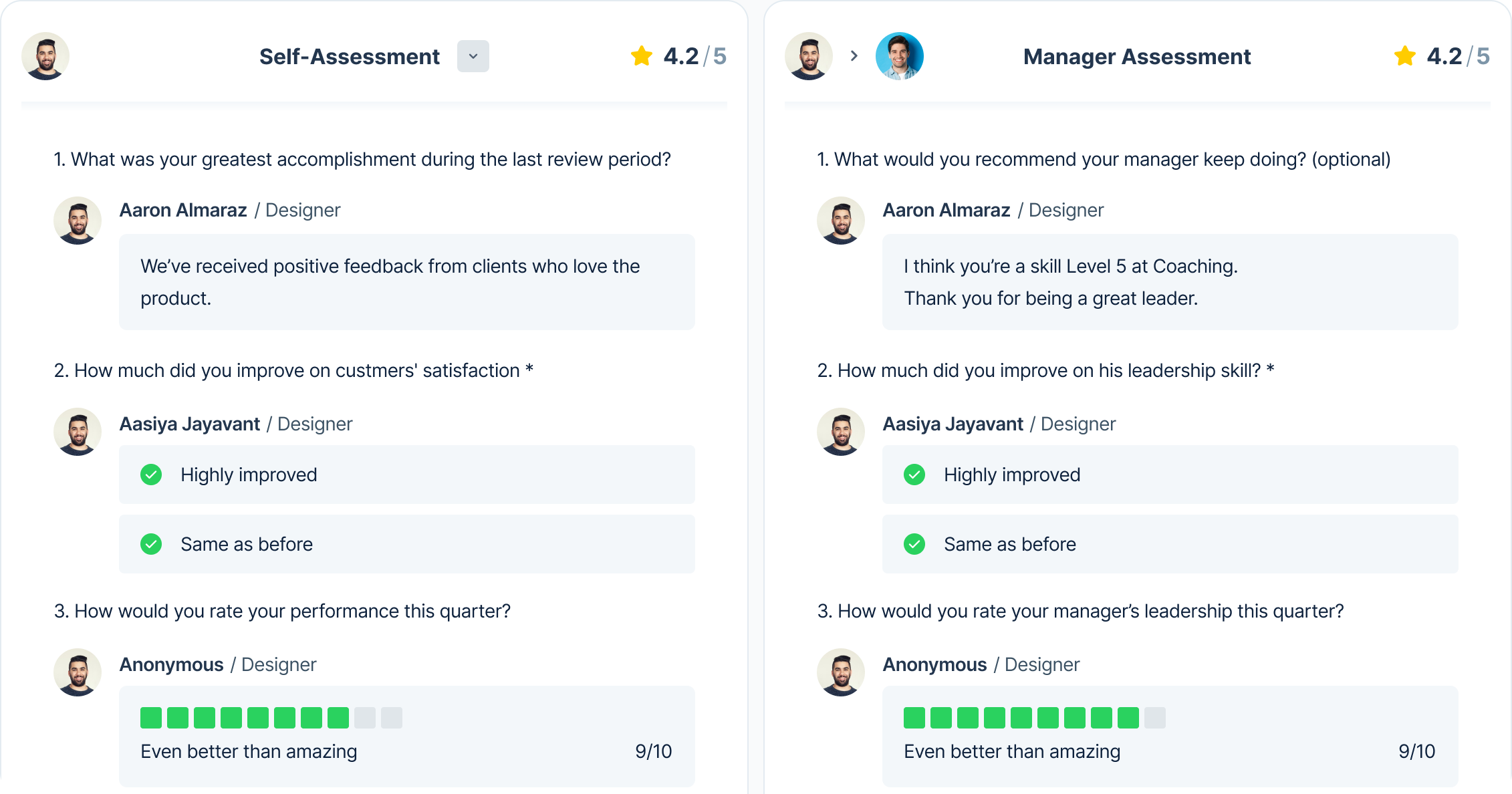 Performance Management - Transparent reviews