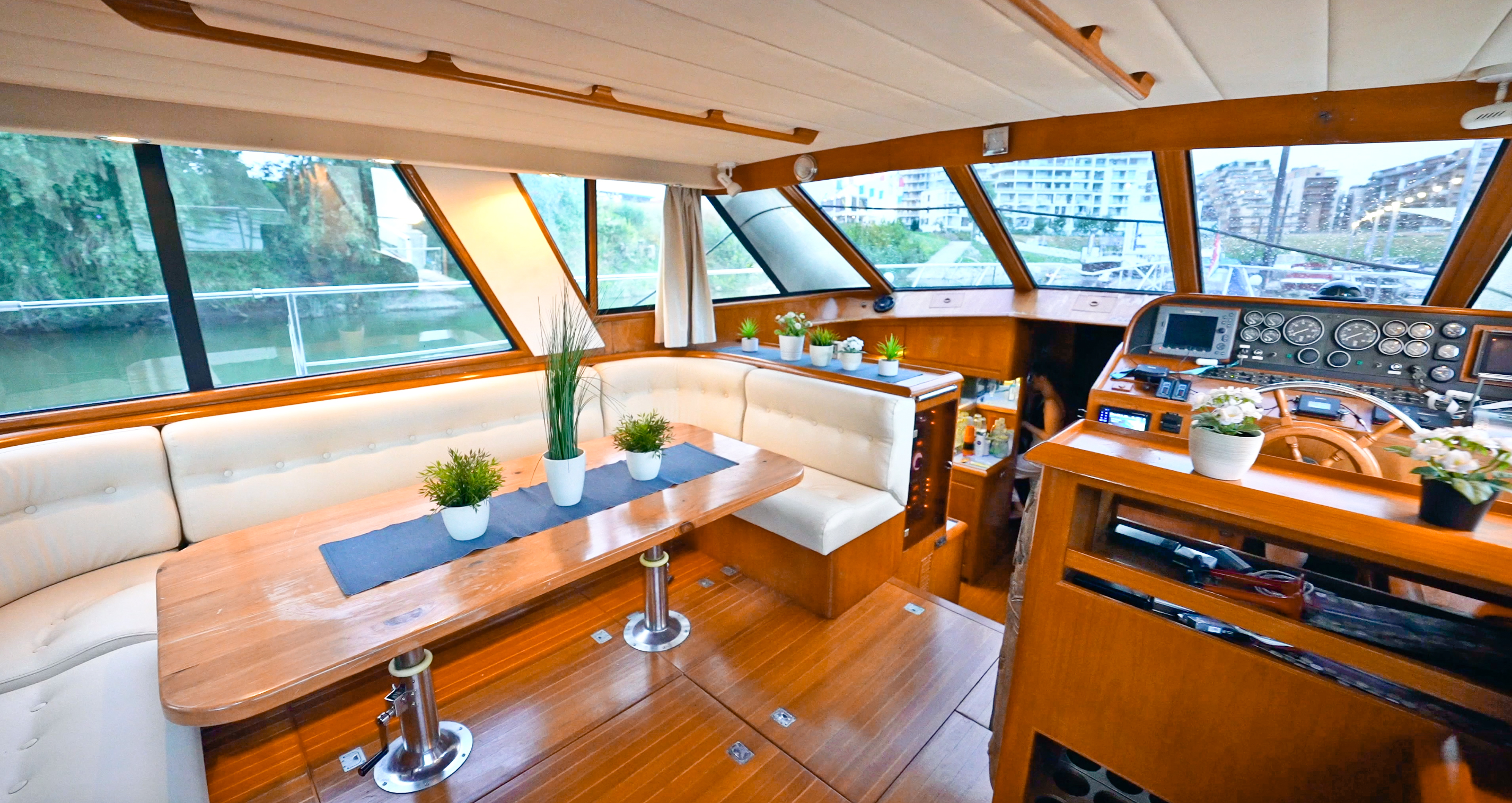 Comfortable seating in the interior of Elizium Yacht
