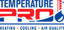 Temperature Pro logo with blue and red colors for heating and cooling services