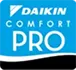 Daikin Comfort Pro logo on blue and white background