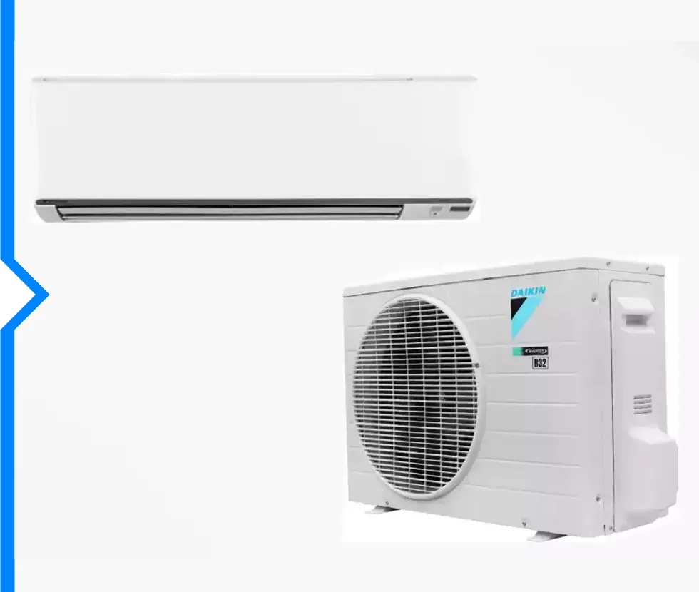 Daikin air conditioner with indoor wall unit and outdoor compressor