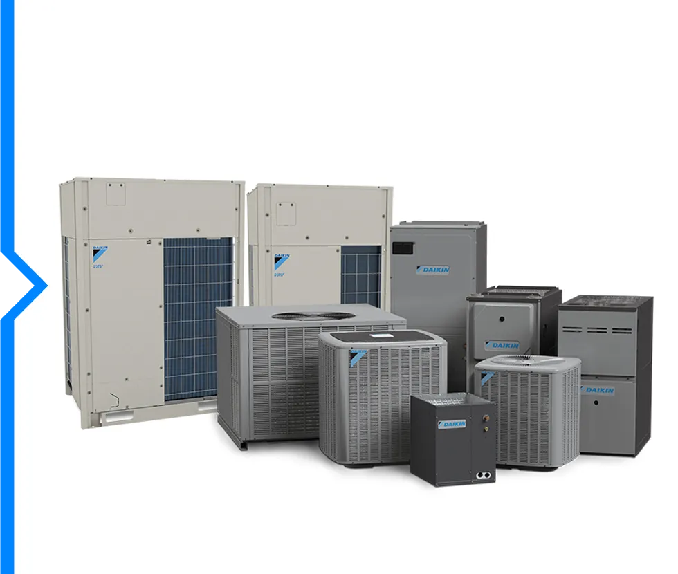 Daikin HVAC units and air conditioning equipment in various sizes