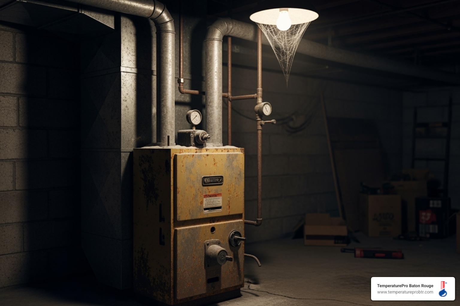 old, inefficient furnace in a basement - heating replacement in denham springs la old, inefficient furnace in a basement - heating replacement in denham springs la
