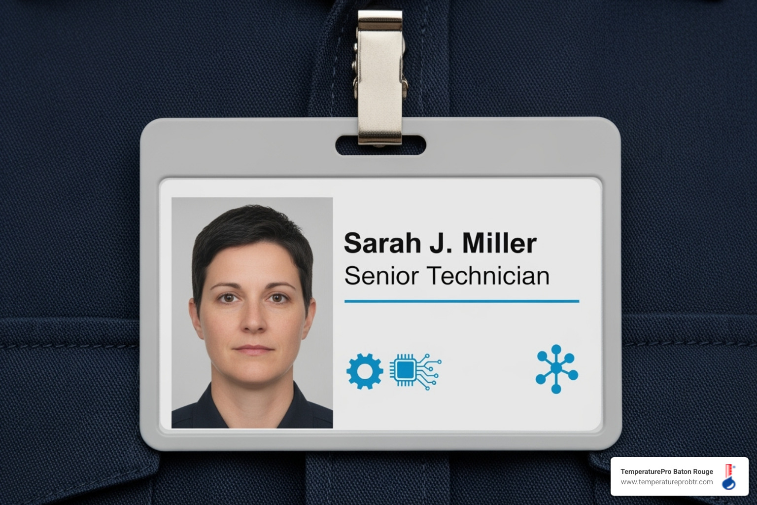 Image of a technician's ID badge showing certifications - certified heating technician in baton rouge la Image of a technician's ID badge showing certifications - certified heating technician in baton rouge la