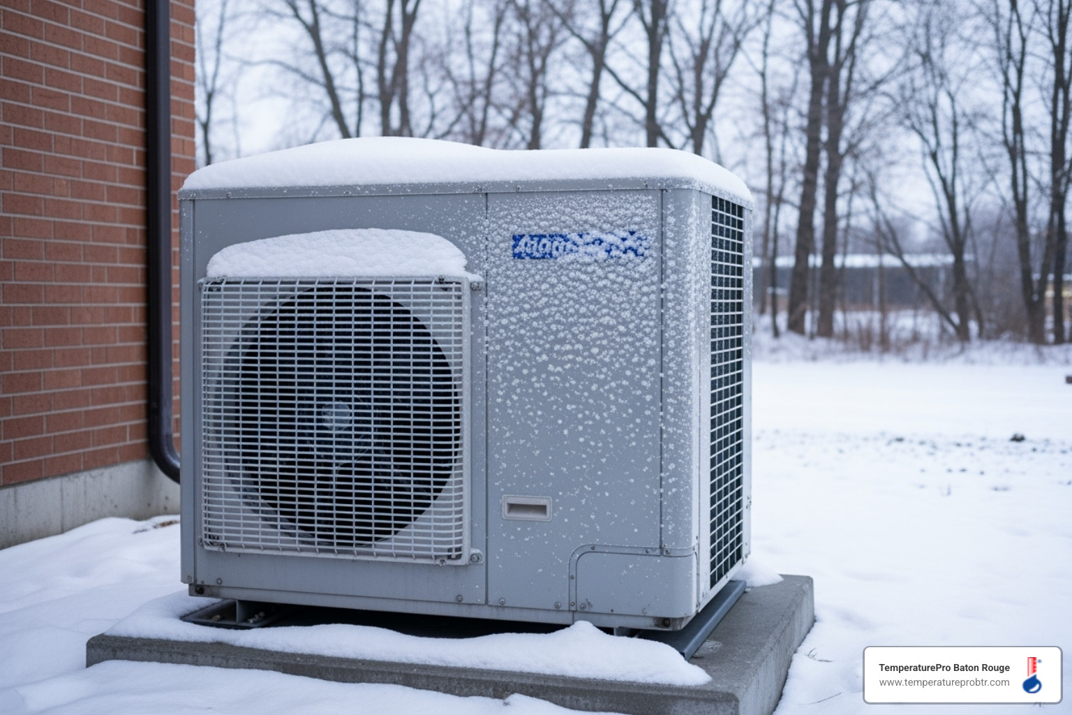 outdoor heat pump unit in winter - heating blowing cold air in port allen la